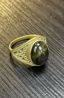 Украшение  перстень латунь с синим камнем