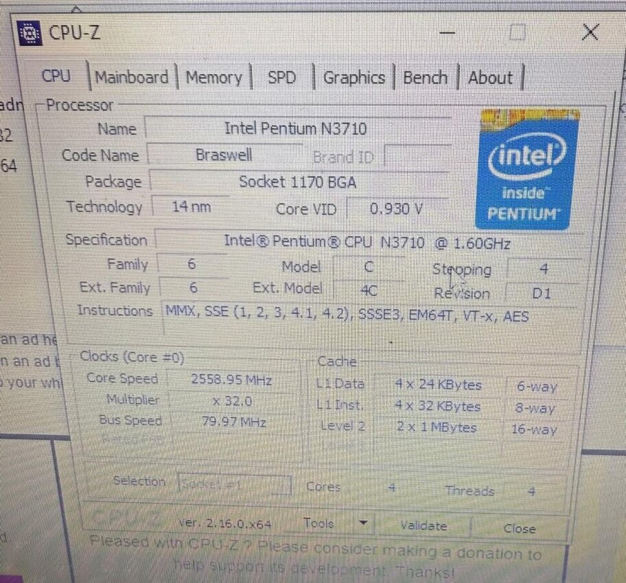 Ноутбук Intel Pentium N3710/8/128SSD